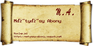 Mátyásy Abony névjegykártya